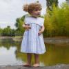 Picture of Deolinda Girls Cuba Print Dress With Sailor Collar - White Blue