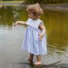 Picture of Deolinda Girls Cuba Print Dress With Sailor Collar - White Blue