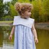Picture of Deolinda Girls Cuba Print Dress With Sailor Collar - White Blue