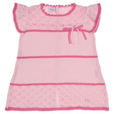 Picture of Rahigo Girls Summer Knit Openwork A Line Dress & Pants Set X 2 - Baby Pink Fuschia 