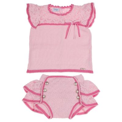 Picture of Rahigo Girls Summer Knit Openwork Jampant & Jumper Set X 2 - Baby Pink Fuschia