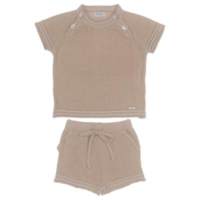 Picture of Rahigo Boys Summer Knit Shorts & Jumper Set X 2 - Beige Baby Blue