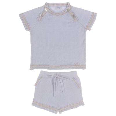 Picture of Rahigo Boys Summer Knit Shorts & Jumper Set X 2 - Baby Blue Beige