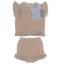 Picture of Rahigo Girls Summer Knit Ruffle Jumper & Shorts Set X 2 - Beige Baby Blue