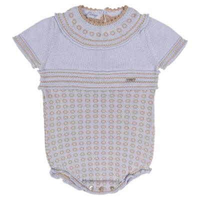 Picture of Rahigo Boys Summer Knit Short Sleeve Romper - Baby Blue Beige