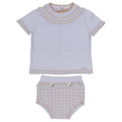 Picture of Rahigo Boys Summer Knit Jampants & Jumper Set X 2 - Baby Blue Beige