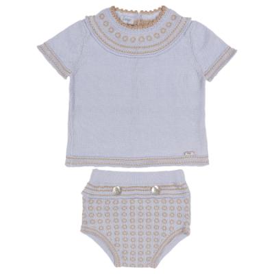 Picture of Rahigo Boys Summer Knit Jampants & Jumper Set X 2 - Baby Blue Beige