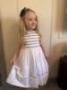 Picture of Sarah Louise Girls Smocked Sleeveless Summer Dress - White Navy Blue