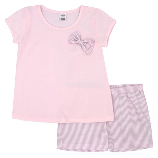 Picture of Rapife Summer Girls 2 Piece Top & Stripe Shorts Set - Pink