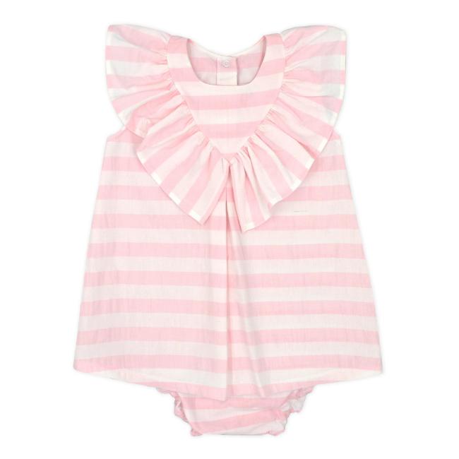 Picture of Rapife Summer Girls Wide Stripe Dress & Panties Set - Pink White