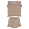 Picture of Rahigo Girls Summer Knit Ruffle Jumper & Cube Knit Shorts Set X 2 - Beige Baby Blue 