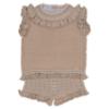 Picture of Rahigo Girls Summer Knit Ruffle Jumper & Cube Knit Shorts Set X 2 - Beige Baby Blue 