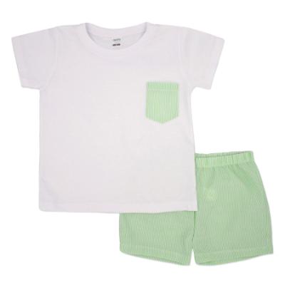 Picture of Rapife Summer Boys 2 Piece Top & Stripe Shorts Set - Summer Green