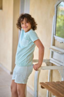 Picture of Rapife Summer Boys Loungewear Top & Shorts Set - Green Stripe