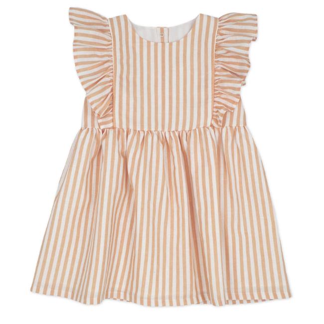 Picture of Rapife Summer Girls Ruffle Shoulder Dress - Orange Stripe 