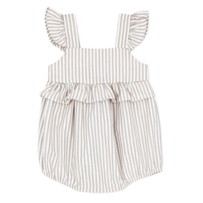 Picture of Rapife Summer Girls Frilled Bubble Romper - Beige Stripe