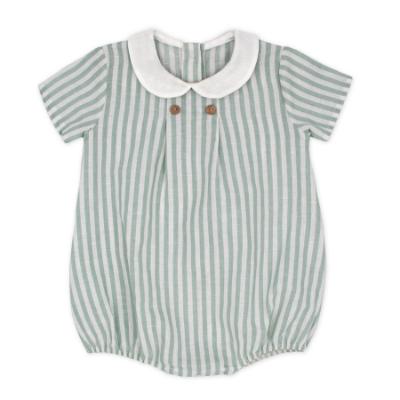 Picture of Rapife Summer Boys Peter Pan Romper - Green Stripe