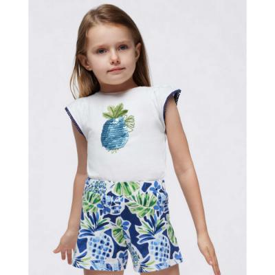 Picture of Mayoral Mini Girls Pineapple Shorts Set - Blue