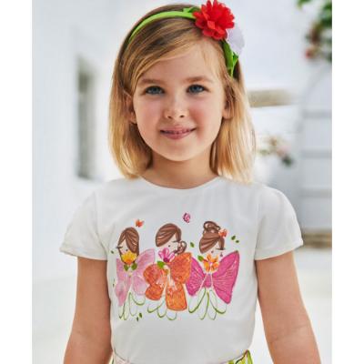 Picture of Mayoral Mini Girls Sequin Bow T-shirt - White Fuchsia