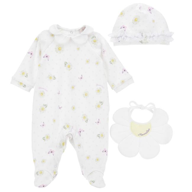 Picture of Monnalisa Bebe Girls Rapunzel Daisy Babygrow Set - White Lilac