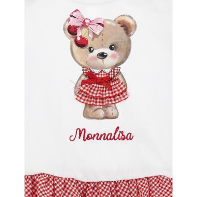 Picture of Monnalisa Bebe Girls Teddy Ruffle Tunic Top - White Red