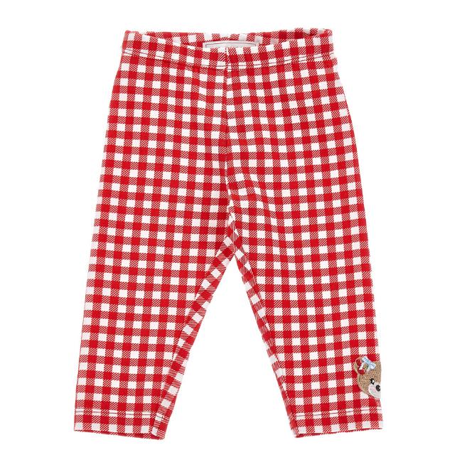 Picture of Monnalisa Bebe Girls Gingham Teddy Leggings - Red