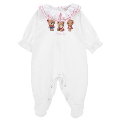 Picture of Monnalisa Bebe Girls Teddy Babygrow - White