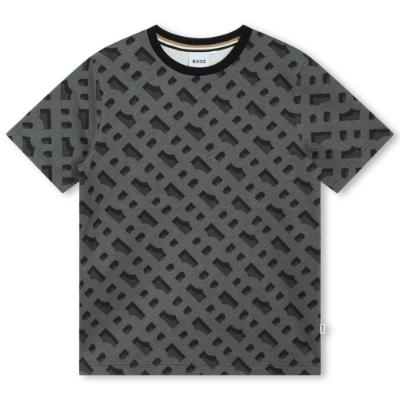 Picture of BOSS Boys AOP Logo T-shirt - Black