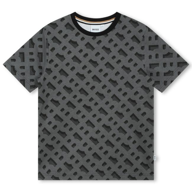 Picture of BOSS Boys AOP Logo T-shirt - Black