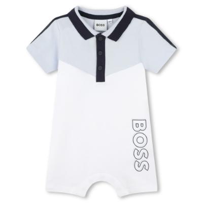 Picture of BOSS Baby Boys Logo Polo Shortie - White Blue