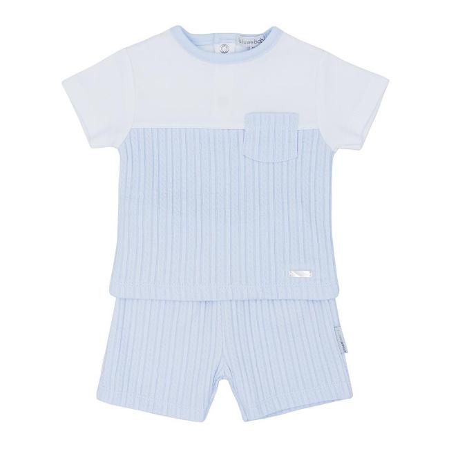 Picture of Blues Baby Boys Cable Short & Top Set - Blue White