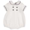 Picture of Sarah Louise Boys Linen Cotton Romper & Hat Set - White Navy Blue