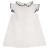 Picture of Sarah Louise Girls Linen Cotton Ruffle Dress  - White Navy Blue 