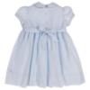 Picture of Sarah Louise Baby Girl Smocked Puff Sleeve Peter Pan Collar Dress - Pale Blue White