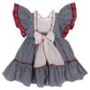 Picture of Foque Girls Gingham Angel Sleeve Ruffle Dress - Navy Red