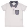 Picture of Foque Boys Gingham Shorts & Polo Top Set - White Navy Blue