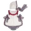 Picture of Foque Baby Girls Gingham Ruffle Dress Panties & Bonnet Set - White Navy Red 