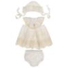 Picture of Foque Baby Girls Lace Ruffle Dress Panties & Bonnet Set X 3 - Ivory 