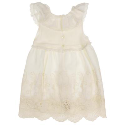 Picture of Foque Baby Girls Knit Bodice Lace Ruffle Dress - Ivory
