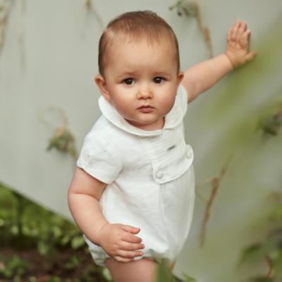 Picture of Foque Baby Boys Traditional Short Sleeve Romper - Ivory 