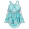 Picture of Anavini Girls Smocked Flamingos Vintage Style Skirted Swimsuit - Aqua Blue Polka