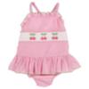 Picture of Anavini Girls Smocked Cherries Vintage Style Skirted Swimsuit - Fuschia Pink Check