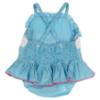 Picture of Anavini Girls Smocked Mermaids Vintage Style Skirted Swimsuit - Turquoise Check 