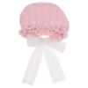 Picture of Rahigo Girls Summer Knit Cable Ruffle Bonnet With Tulle Bow - Pale Pink White