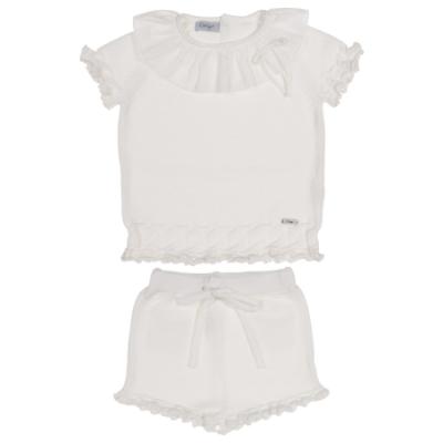 Picture of Rahigo Girls Summer Knit Ruffle Jumper & Shorts Set X 2 - White