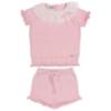 Picture of Rahigo Girls Summer Knit Ruffle Jumper & Shorts Set X 2 - Baby Pink
