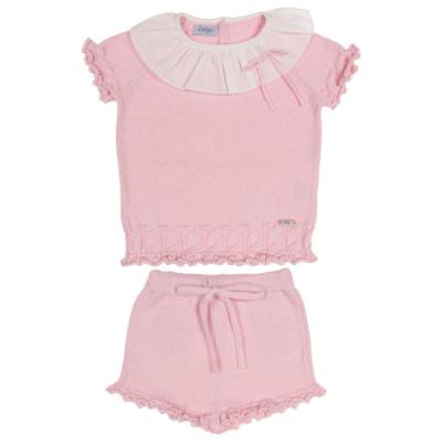 Picture of Rahigo Girls Summer Knit Ruffle Jumper & Shorts Set X 2 - Baby Pink