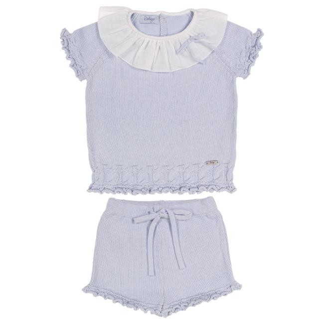 Picture of Rahigo Girls Summer Knit Ruffle Jumper & Shorts Set X 2 - Baby Blue