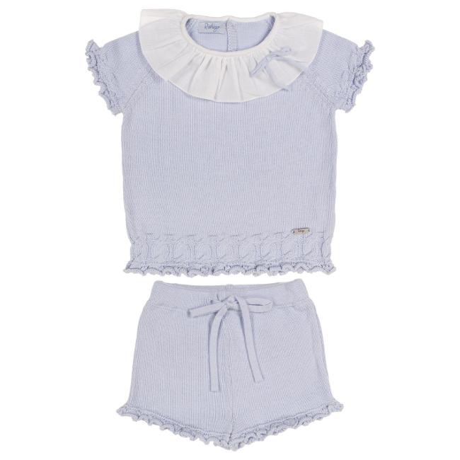 Picture of Rahigo Girls Summer Knit Ruffle Jumper & Shorts Set X 2 - Baby Blue