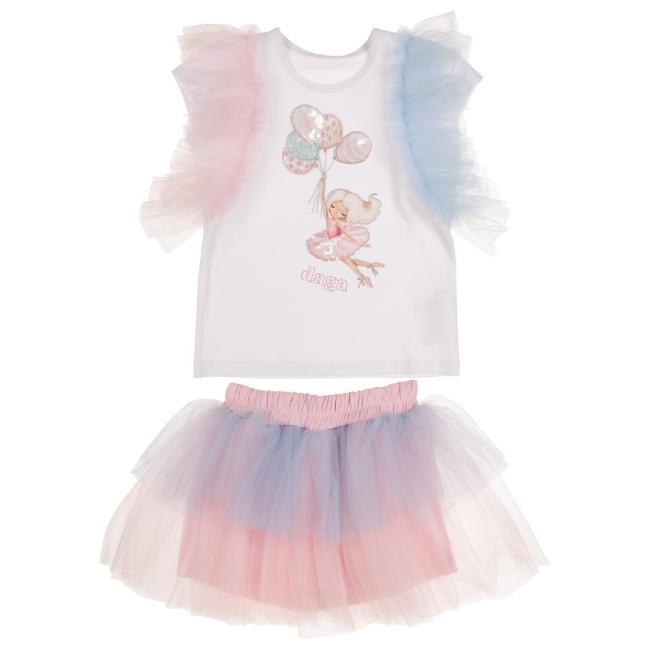 Picture of Daga Girls Swan Lake Tulle Skort & Top Set - Blue Pink